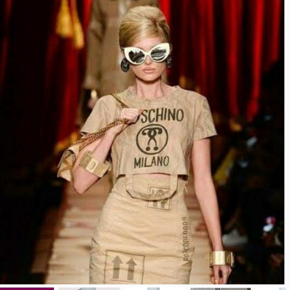 Moschino Jeremy Scott crop paper bag shirt xxs
